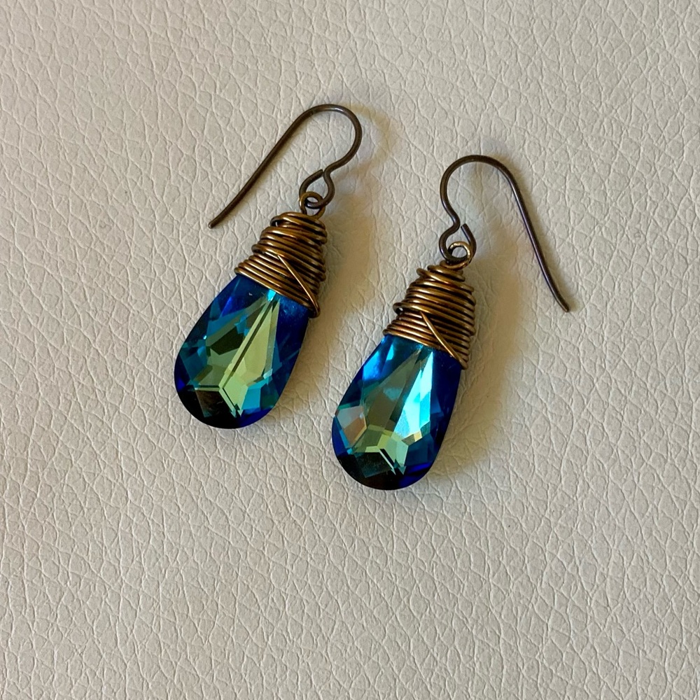 🌷 3 for $15 🌷 Faux topaz wire wrapped earrings
